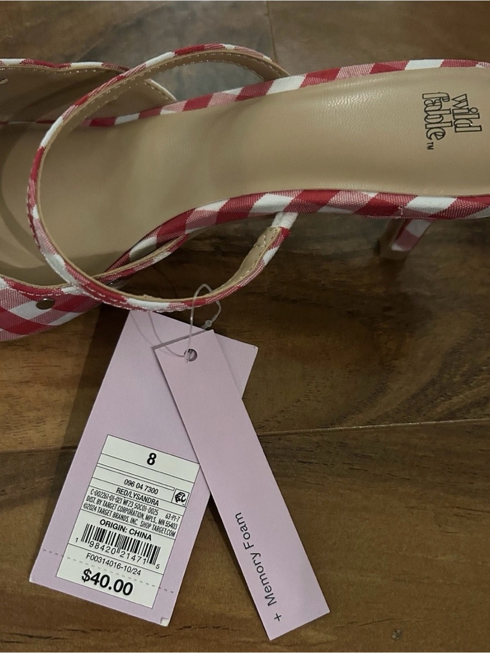 wild fable Red and White Gingham Pointed-Toe Slip-On Flats - Picture 4 of 6